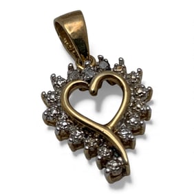 Sterling & Diamond Gold Tone Heart Pendant