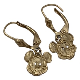 Pair Of 14k Gold Mickey Mouse Earrings