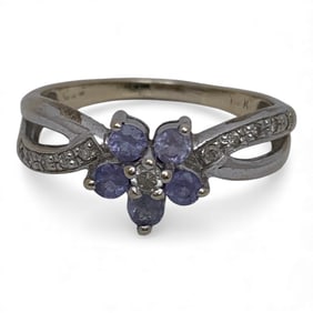 14k White Gold Diamond & Purple Tourmaline Ring