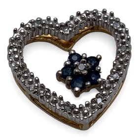 10k Yellow Gold Diamond & Sapphire Pendant