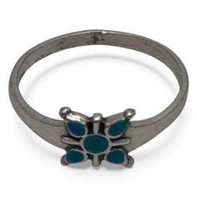 Sterling Silver Ring With Blue Stones