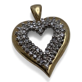 10k Yellow Gold & Diamond Heart Pendant