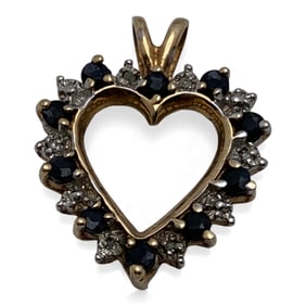 10k Yellow Gold Diamond & Sapphire Pendant