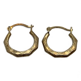 Pair Of Sterling Silver Gold Tone Hoop Earrings