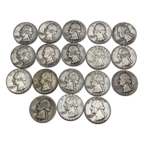 Group Of 18 Washington Silver Quarters
