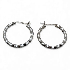Pair Of Sterling Silver Hoop Earrings