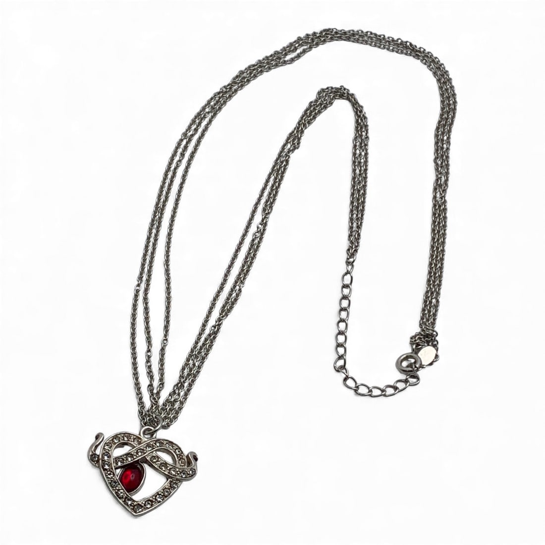 Sterling Silver Multi Strand Pendant Necklace: Marked 925 - 18" Long - 7.4 Grams
