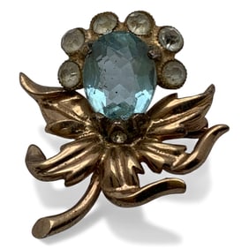 Sterling Silver Gold Tone Rhinestone Pin