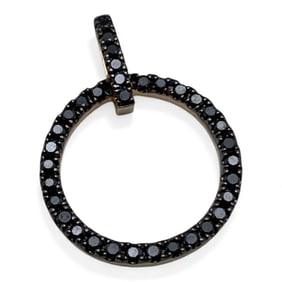 14k Yellow Gold & Black Diamond Pendant