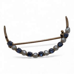 10k Yellow Gold Seed Pearl & Topaz Pin