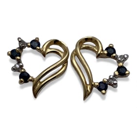 10k Yellow Gold Diamond & Sapphire Earrings