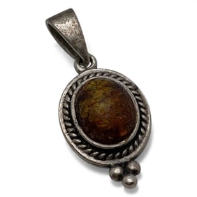 Sterling Silver & Amber Pendant