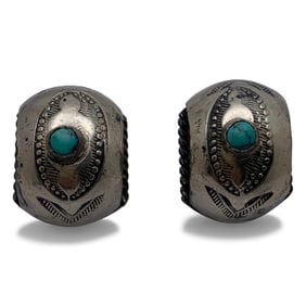 Pair Of Sterling & Blue Stone Earrings