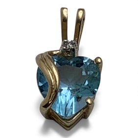 14k Yellow Gold Diamond & Topaz Pendant