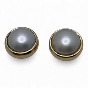 10k Yellow Gold & Pearl Earrings