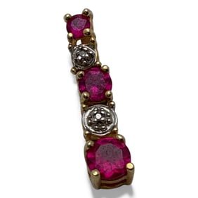 Sterling Silver Gold Tone Pendant With Pink Stones