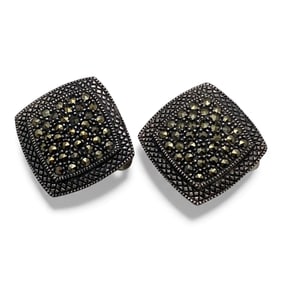 Sterling Silver & Marcasite Clip Earrings