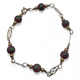 14k Gold Filled & Cloisonne Beaded Bracelet