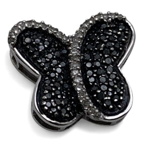 14k White Gold Butterfly Pendant W Diamonds