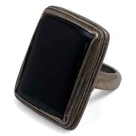 Silver & Black Stone Ring