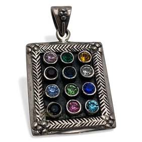 Sterling Silver Pendant With Colored Stones
