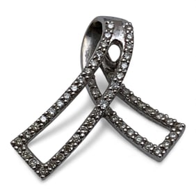 14k White Gold & White Diamond Pendant