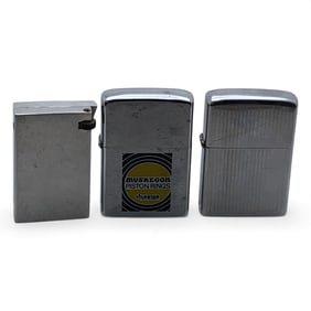 3 Vintage Silver Tone Lighters