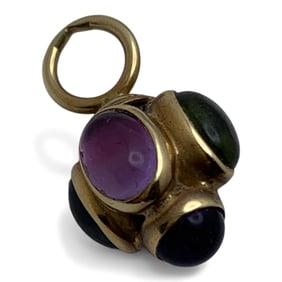 14k Yellow Gold Pendant With Colored Stones