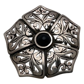 Sterling Silver Pin With Black Stone