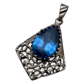 Mexico Sterling Silver & Blue Stone Pendant