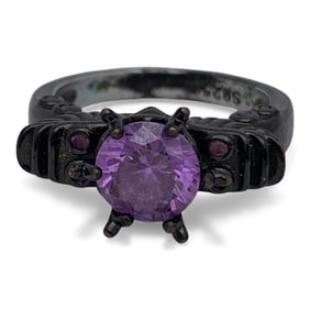 Sterling Silver Ring With Purple Stones