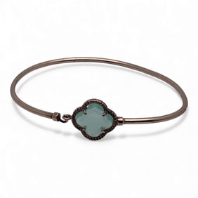 Sterling Bronze Tone & Green Stone Bracelet