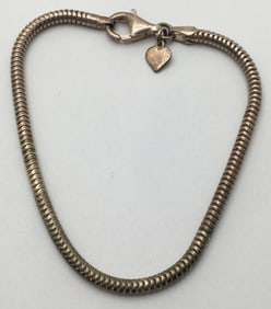 Sterling Silver Italian Bracelet W Heart Charm