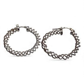 Pair Of Sterling Silver Hoop Earrings
