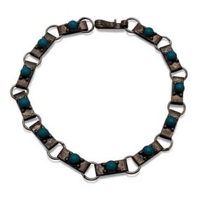 Sterling Silver Bracelet With Blue Stones