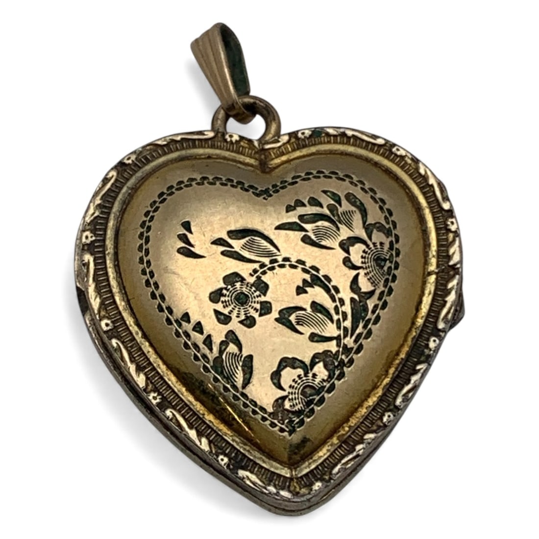 12k Gold Filled Heart Pendant Locket: Marked 1/20 12k G.f. - 1 3/8" Long - 7.0 Grams