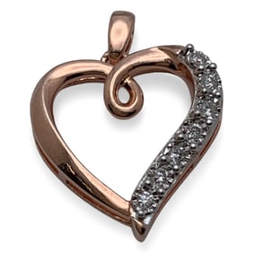 Sterling Bronze Tone Heart Pendant W Stones