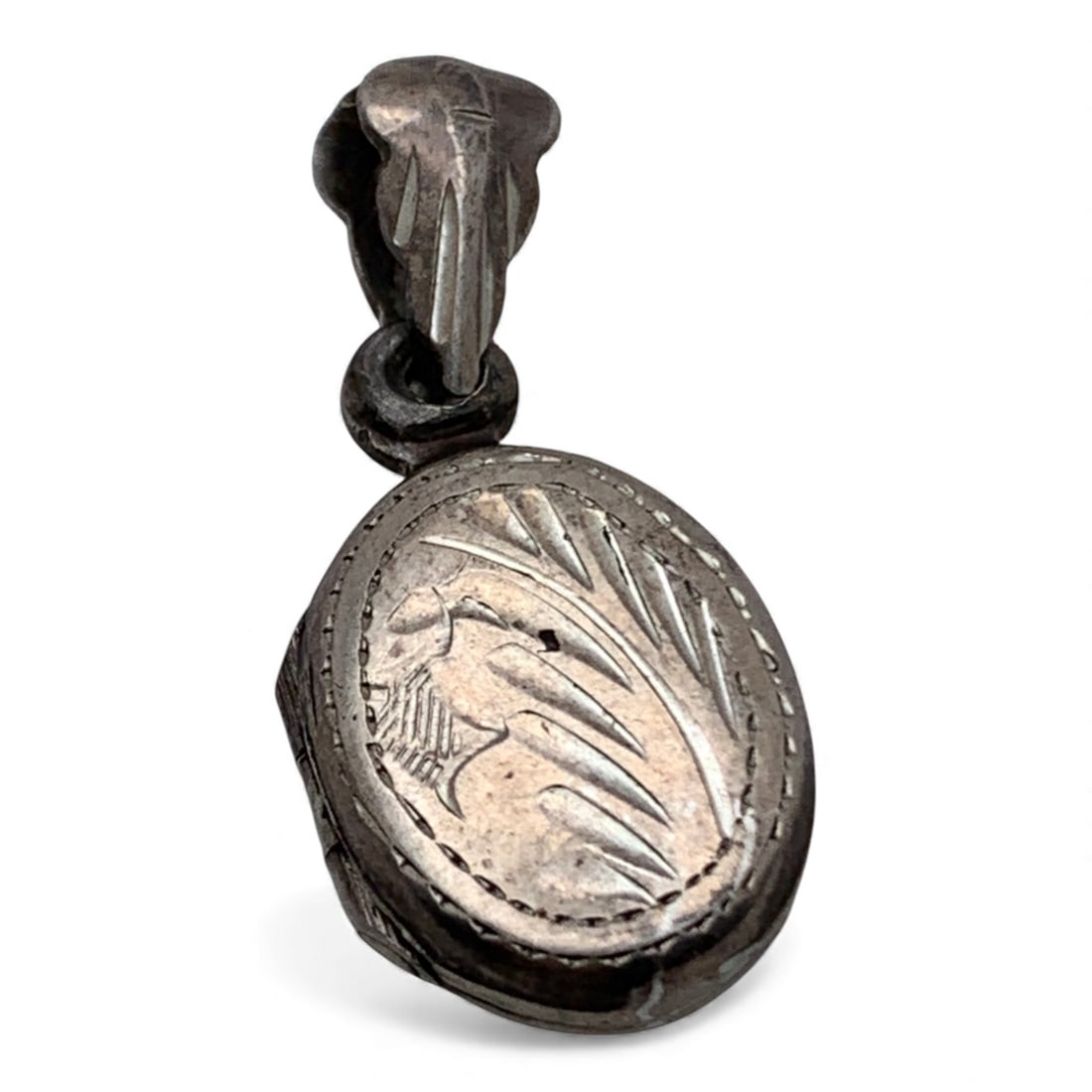 Sterling Silver Locket Pendant: Marked 925 - 1" Long - 2.0 Grams