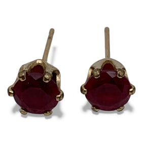 Silver Gold Tone Earrings With Ruby