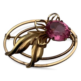 12k Gold Filled & Pink Stone Pin