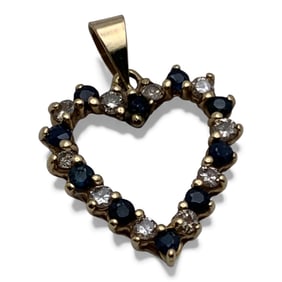 14k Gold Champagne Diamond & Sapphire Pendant