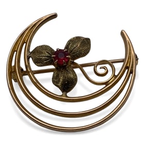 Gold Filled Pin With Red Stone