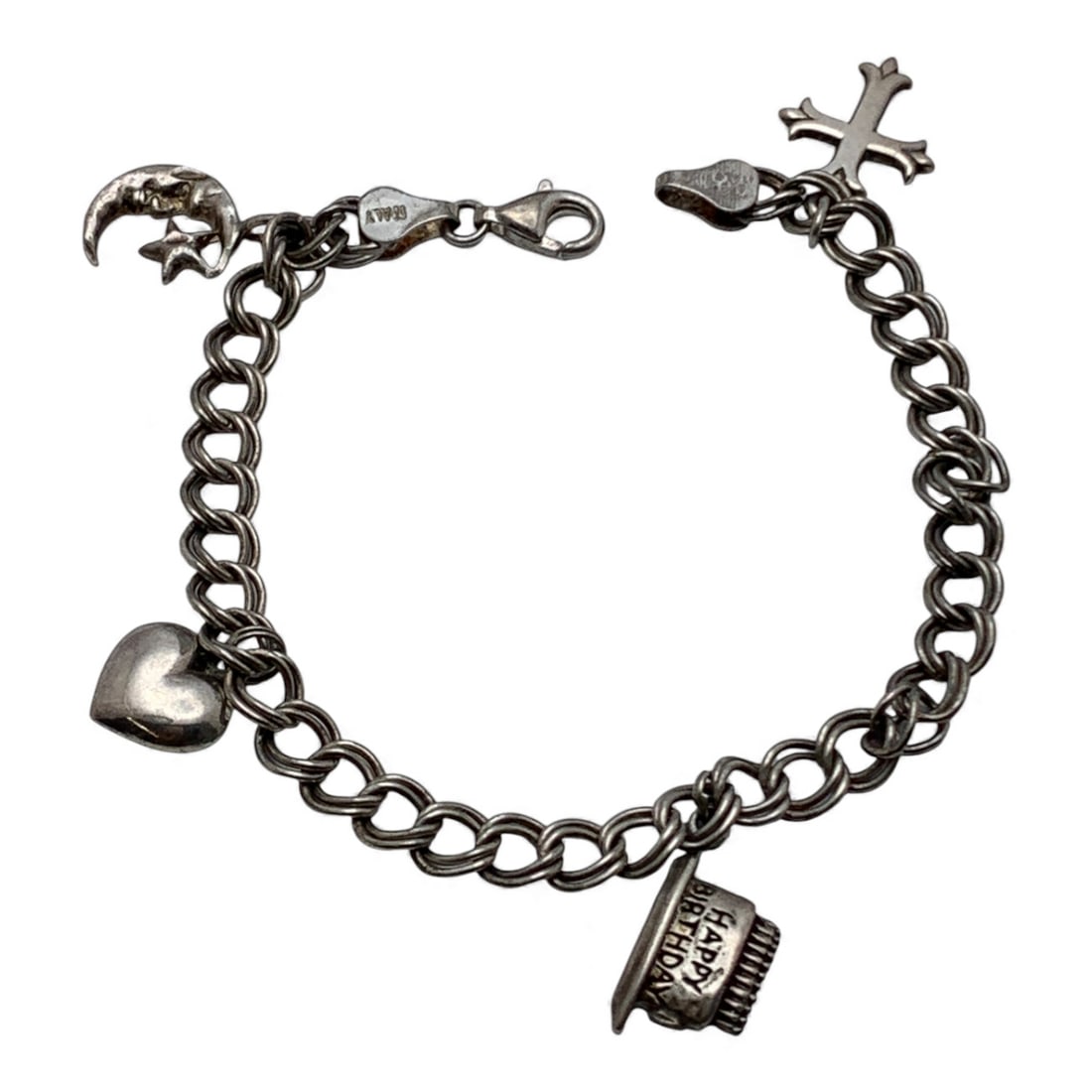 Sterling Silver Charm Bracelet: Marked 925 - 8" Long - 11.9 Grams