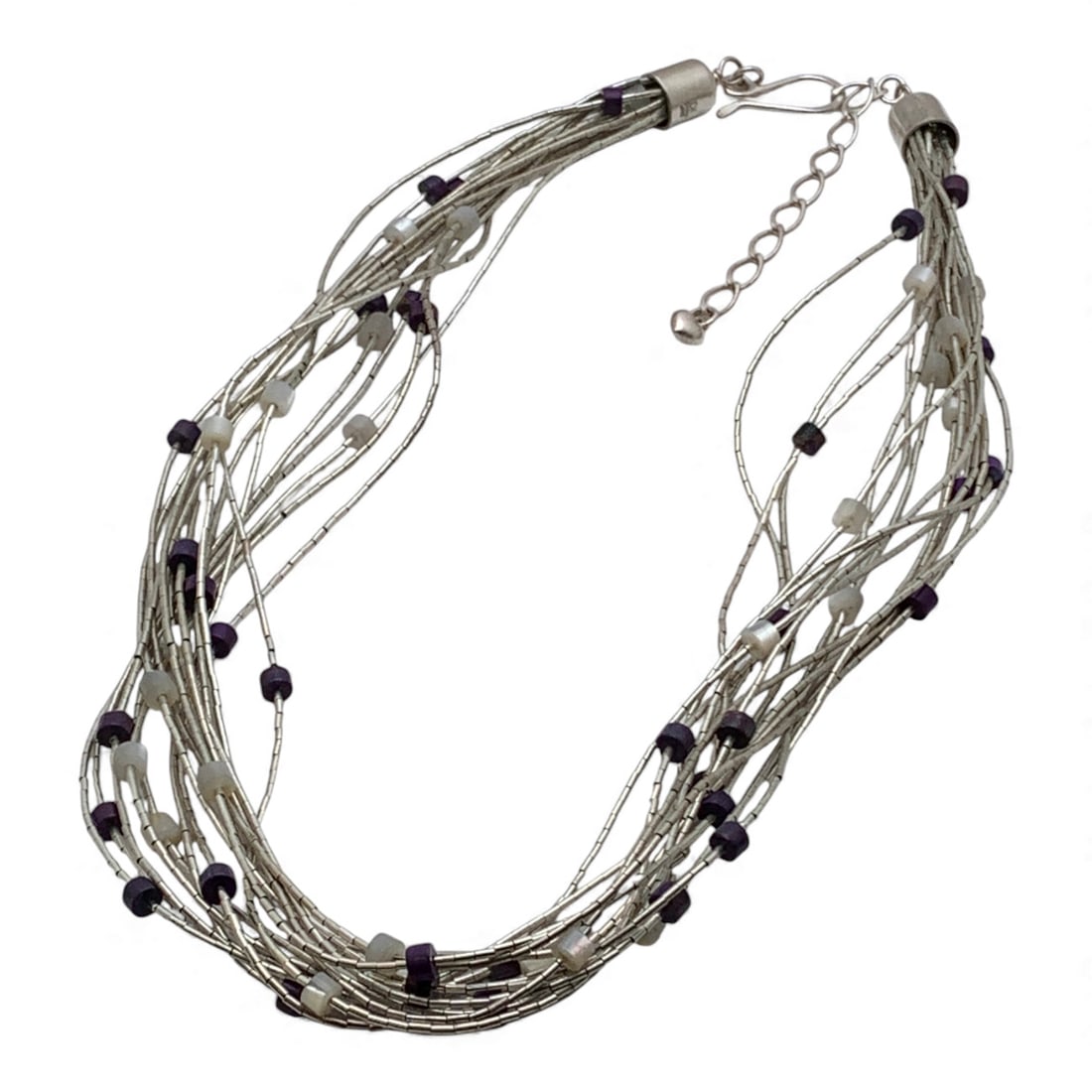 Sterling Multi Strand Necklace W Stones (1 of 4)