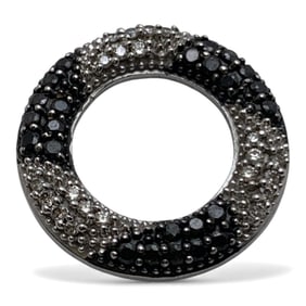 14k White Gold Pendant W Black & White Diamonds