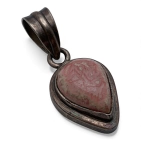 Silver & Pink Hard Stone Pendant