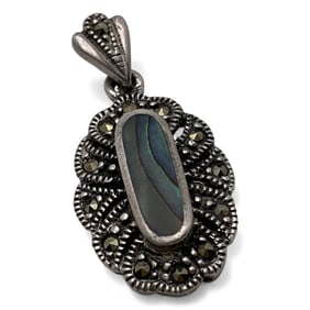 Sterling Marcasite & Abalone Pendant