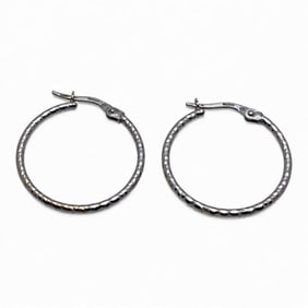Pair Of 14k White Gold Hoop Earrings