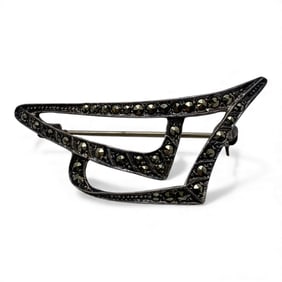 Hallmarked Silver Pin With Marcasite