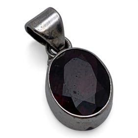 Sterling Silver & Red Stone Pendant